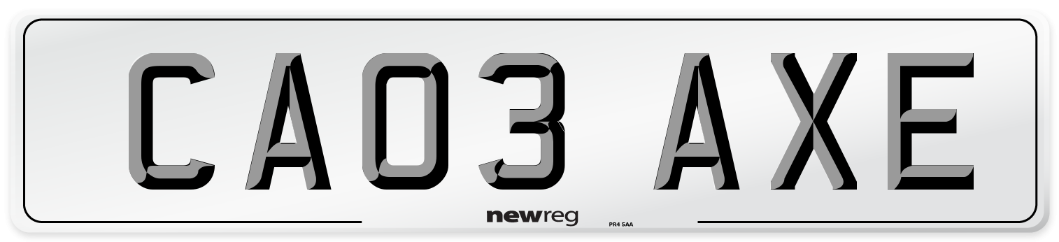 CA03 AXE Number Plate from New Reg